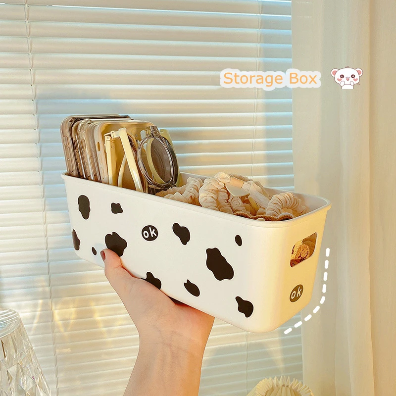 

Yisuremia Multifunctional Kawaii Desk Organizer Storage Box Makeup Container Sundries Holder Basket Free 1PC Sticker Stationery