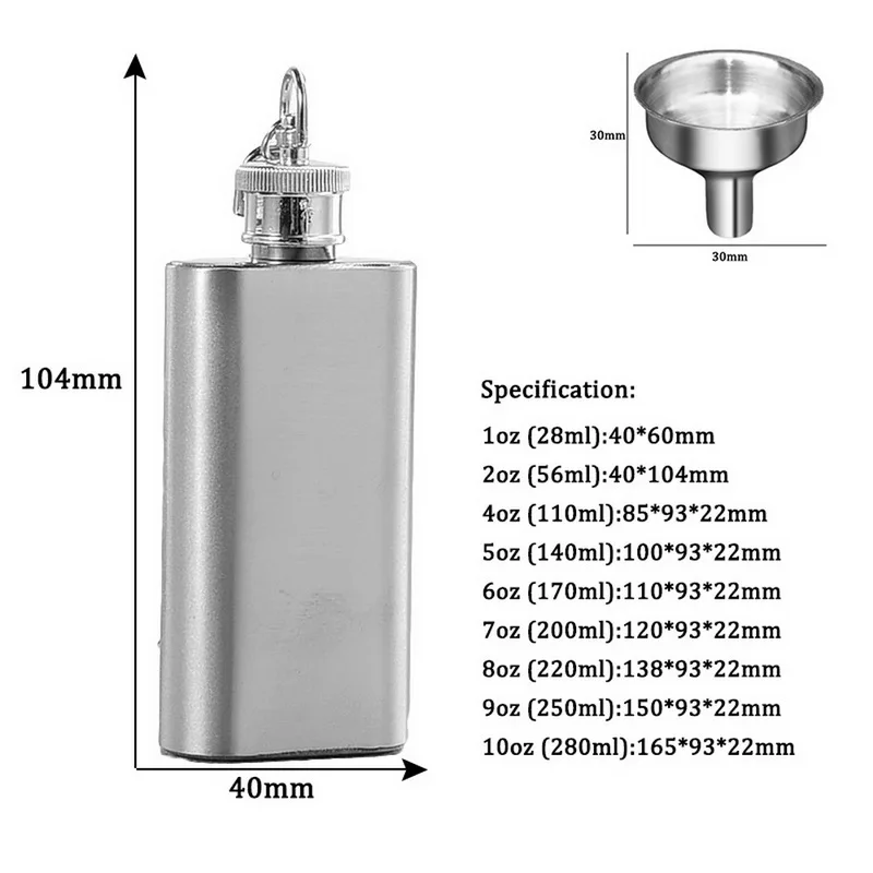 1/2/4/5/6/7/8/9/10 OZ Stainless Steel Hip Flask Alcohol Bottle with Funnel for Liquor Whisky Wine Outdoor Portable Pocket Flasks | Дом и сад