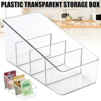 clear plastic food packet organizer caddy storage station for kitchen pantry cabinet countertop holds spice pouches organizer