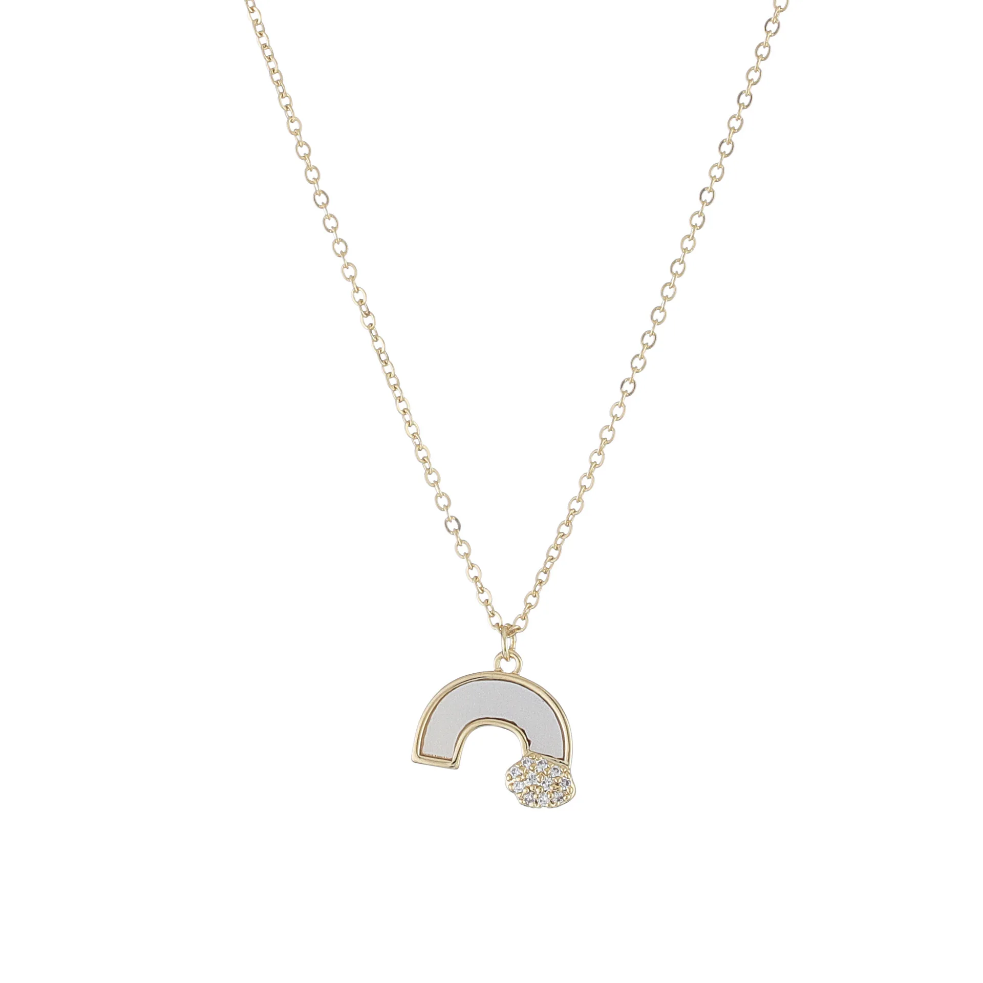

14k Gold Plated Shell Rainbow Necklace for Women Shining Bling AAA Zircon Star Clavicle Chain Charm Wedding Pendant Jewelry