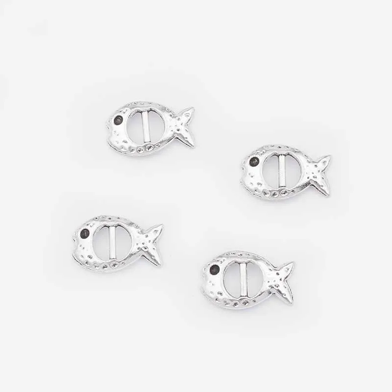 20 шт покрытые серебром Цвет рыбы в форме животных ленты слайдер для 8*2 мм плоского