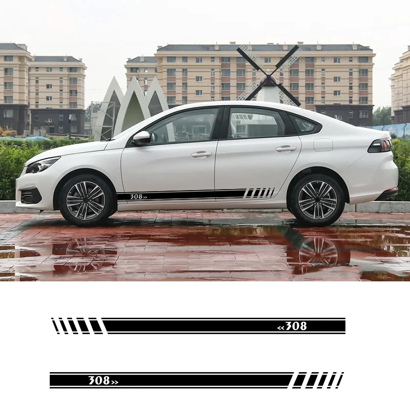 2 шт. автомобильные виниловые боковые полосы наклейки Авто графика для peugeot 308 |