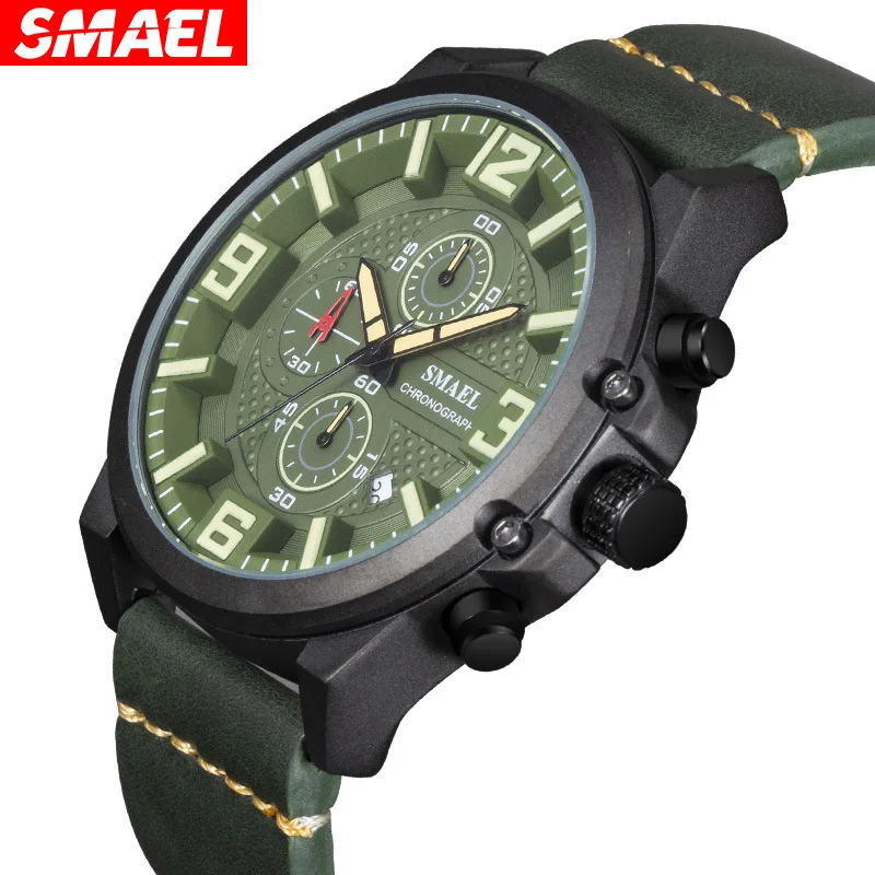Мужские водонепроницаемые кварцевые часы с хронографом и календарем|Кварцевые