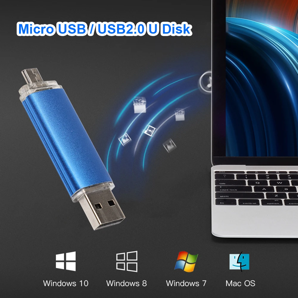 

USB 2.0 Flash Drive High Speed OTG Micro USB Pendrive Thumb Drive w/ Clear Caps for Household Computer Accessory
