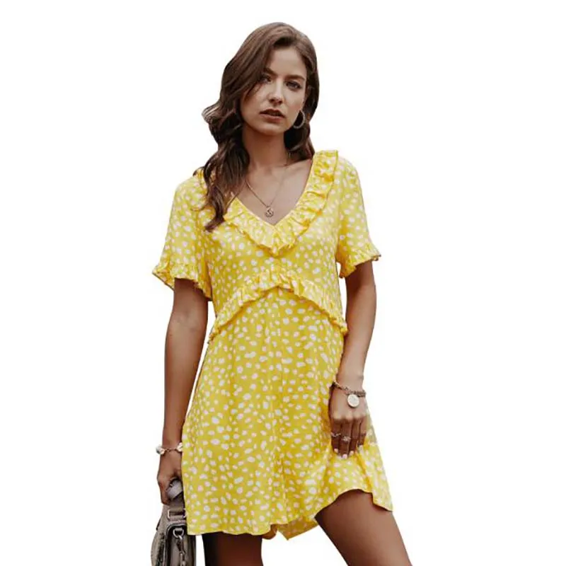

2020 Sexy V Neck Summer Playsuit Women Printed Casual Summer Short Romper One Piece short Sleeve Shorts Jumpsuit