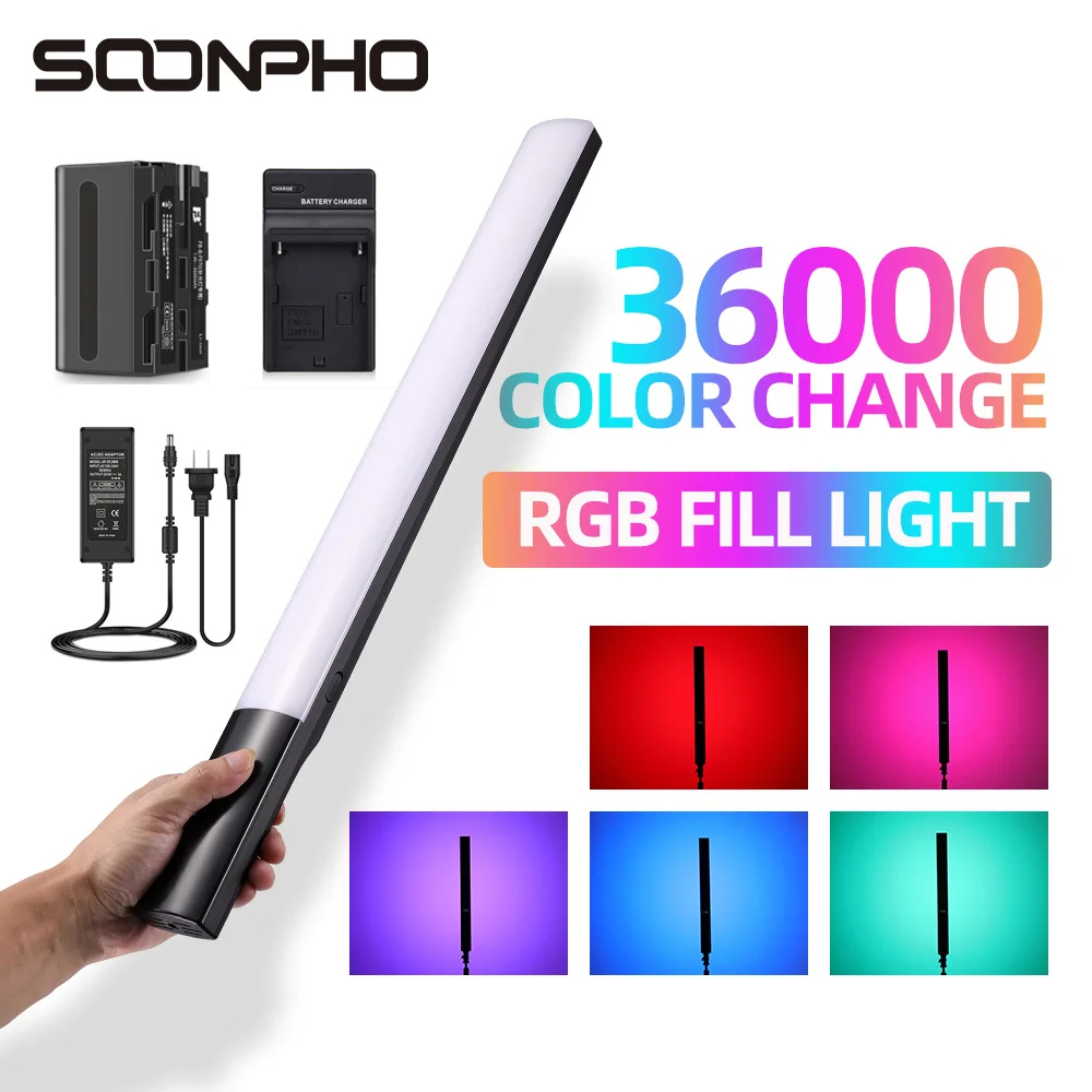 SOONPHO P20 ручной светодиодный видео светильник палочка 2500K 8500K белый/теплый белый/RGB