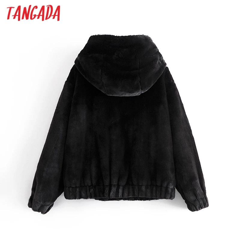 

Tangada Women Faux Fur Thick Coats Jacket Loose Long Sleeves Pocket 2020 Ladies Elegant Autumn Winter Coat QN95