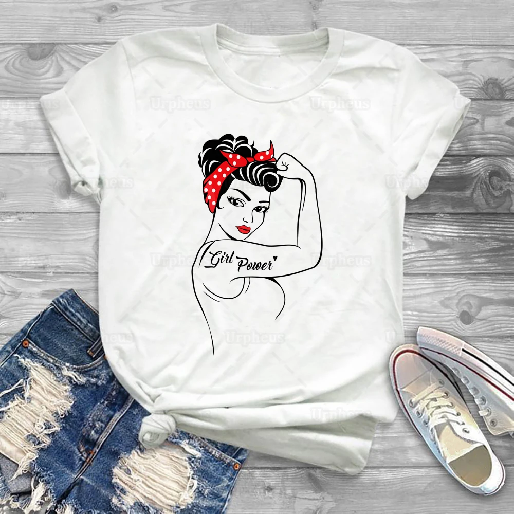 Рубашка Rosie The Riveter Girls Power, Grl Pwr Феминистская, 100% хлопок, рубашка с коротким рукавом, подарок для нее