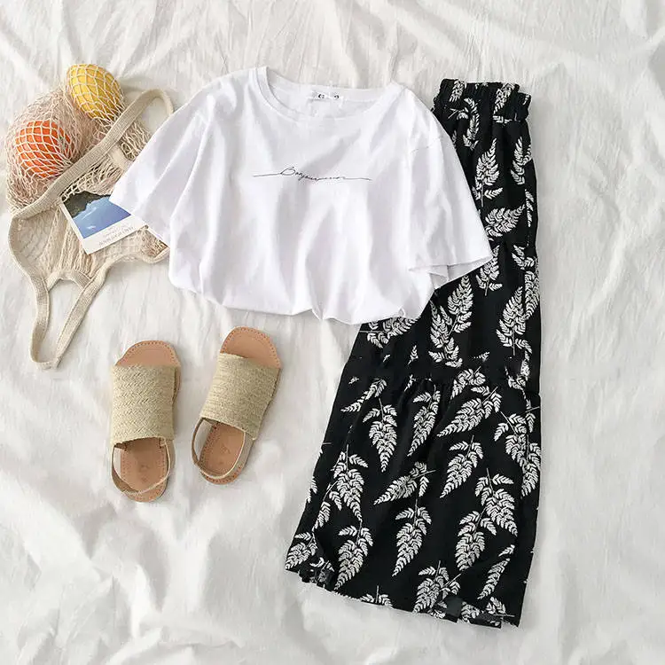 Костюм из двух предметов Новинка лета 2020 женская футболка с коротким рукавом и