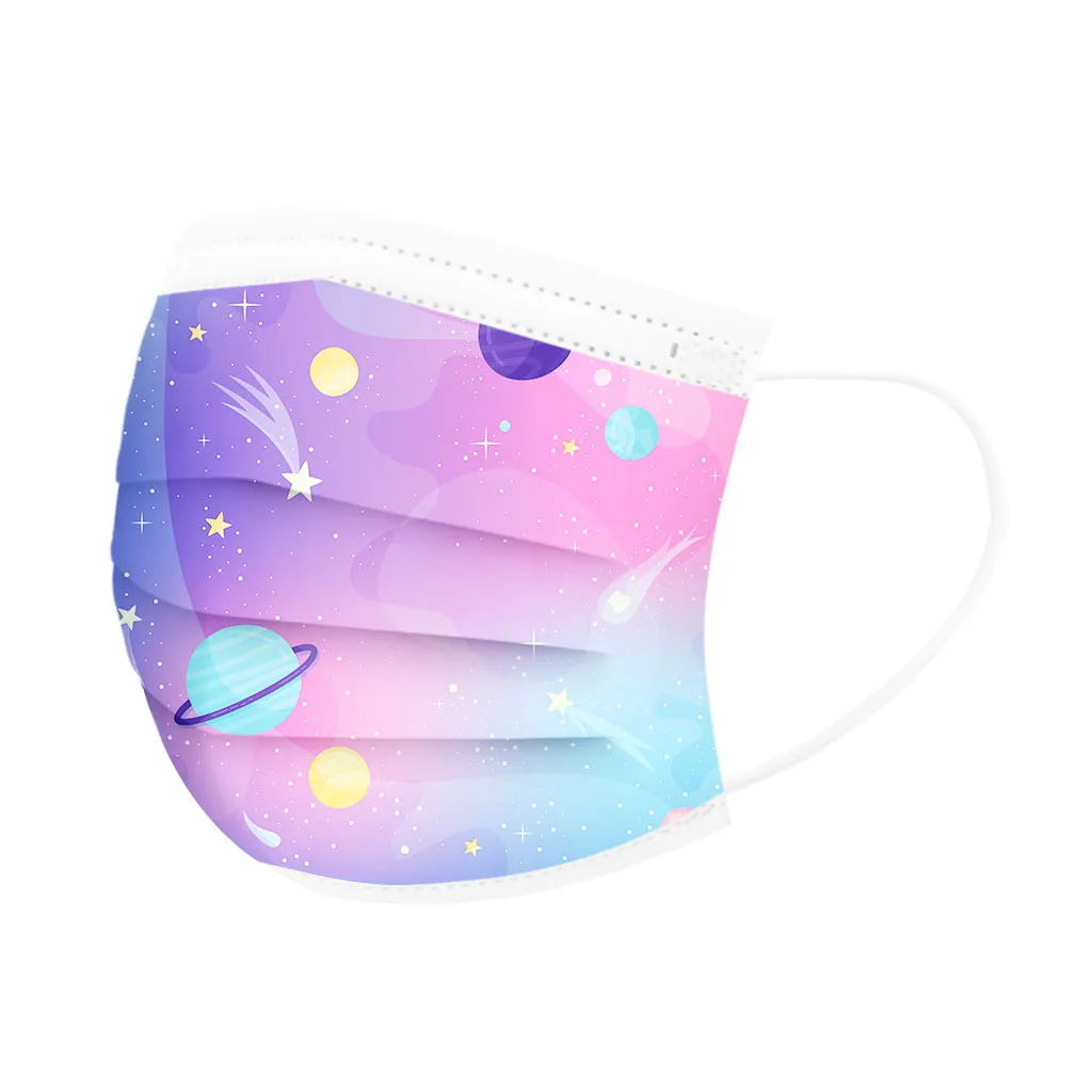 

50pcs Cute headdress for children Disposable Cosmic planet printing Headband Mascarilla mascarilas windproof for boys and girls