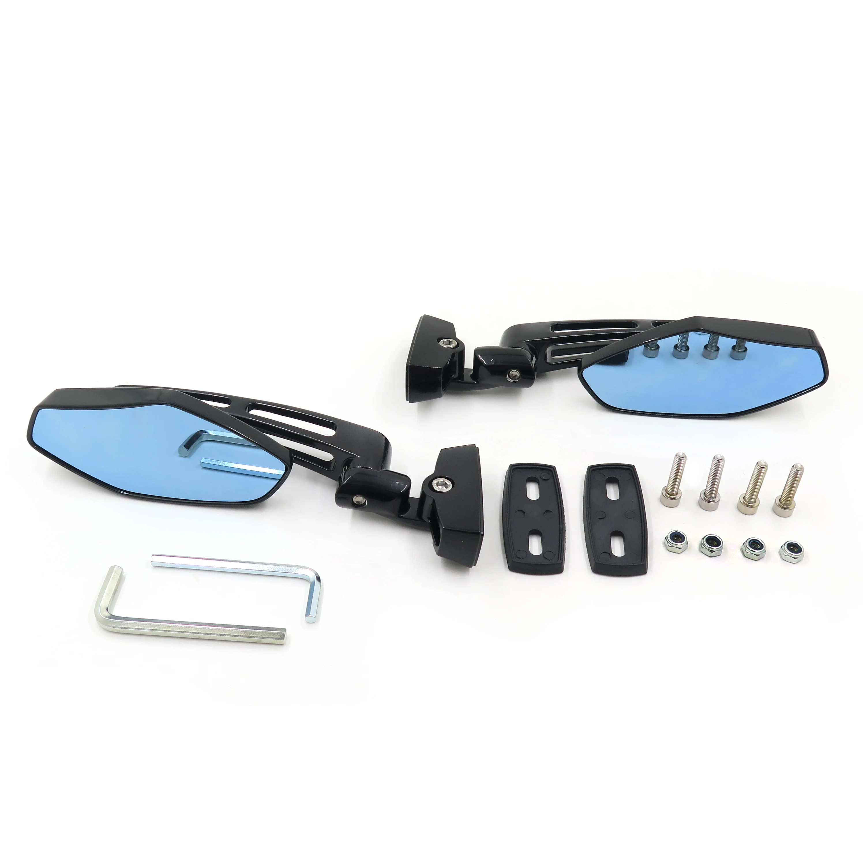 Черные алюминиевые боковые зеркала заднего вида 6 мм с ЧПУ для мотоциклов Yamaha XVS1100