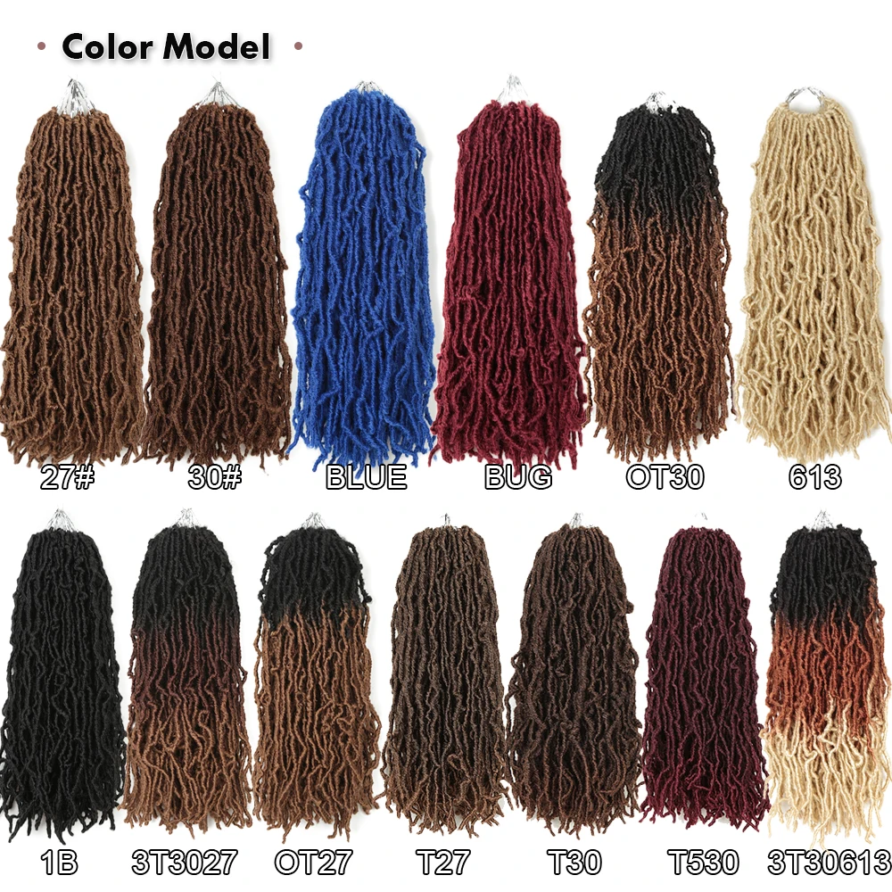 18 дюймов богиня искусственный Loc крючком волосы синтетические мягкие грязные