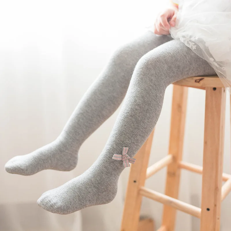 Осень 2019 Детские хлопковые белые колготки с бантом для девочек детские брюки
