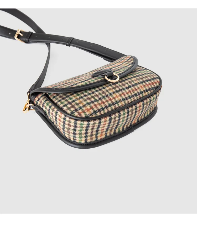 

Female Woolen Plaid One-Shoulder Messenger Small Square Bag Trend All-Match Ladies Bag New Designer Crossbody Bags