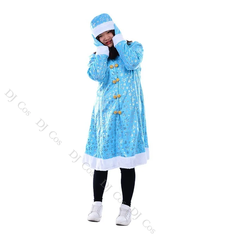 Костюм Санта Клауса Рождественский косплей голубой наряд Снежная