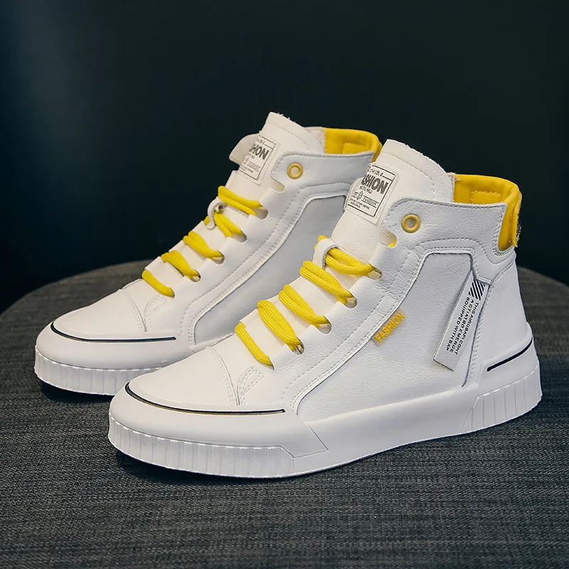 

Женские высокие кроссовки, Вулканизированная подошва, на шнуровке, повседневная обувь для тренировок, ботильоны, белые, весна-осень