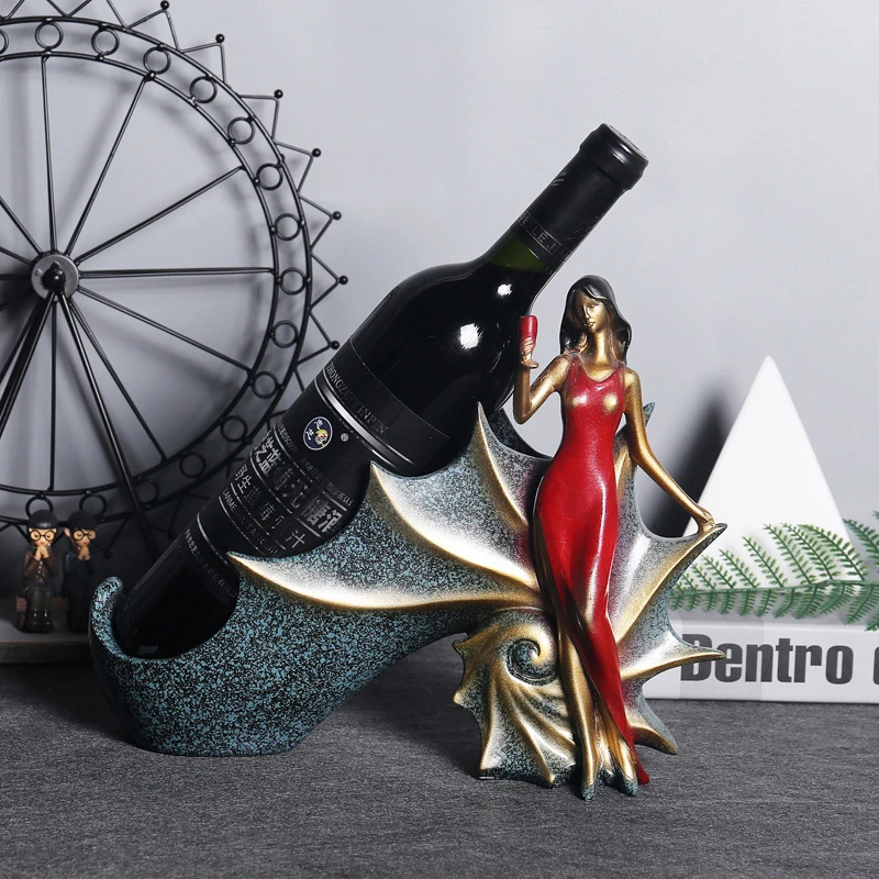 

Art Girl Statue Red Wine Rack Wine Holder Crafts Sculpture Living Room Desk TV Cabinet Home Decoration Ornaments Nordic Figurine