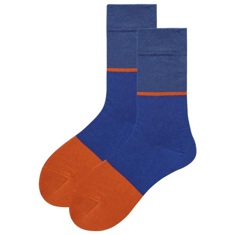 

Blue Stitching Design Men Women Socks In Tube Cotton Fashion Simple Street Hip Hop Socks Young People Popular Sock