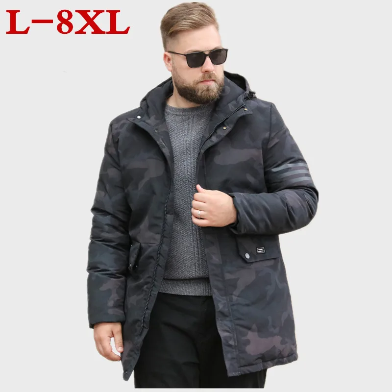 Размера плюс 8XL 7XL 6XL Фирменная Новинка зимняя коттоновая стеганая куртка