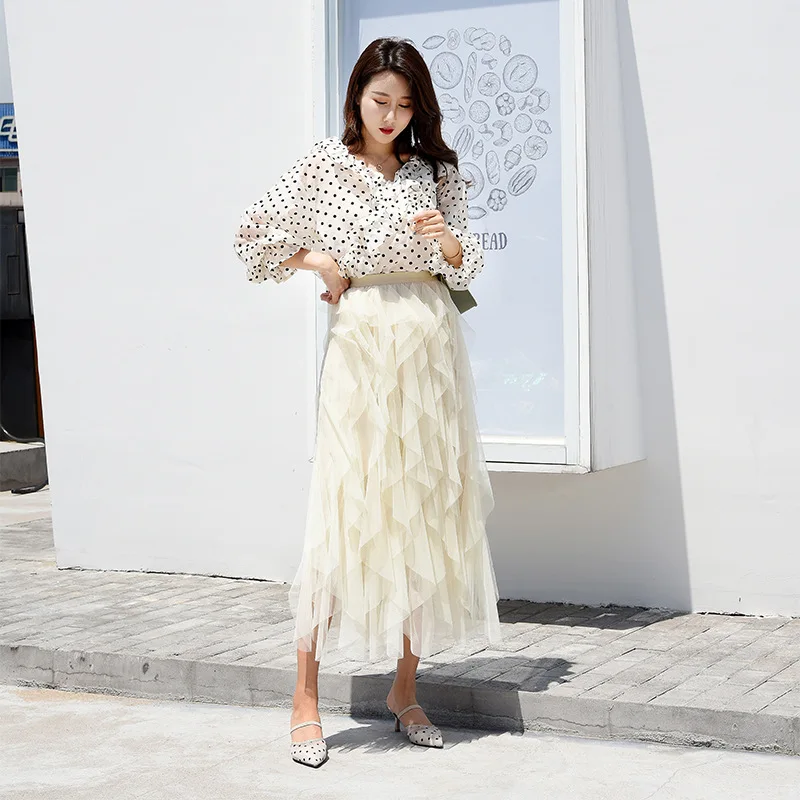 2019 Женская длинная юбка макси мягкая Тюлевая эластичный пояс юбки вечерние Бохо