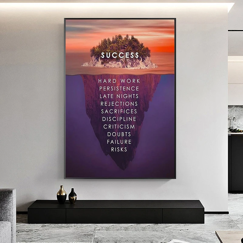 

Vintage Poster in kraft paper Ice Mountain Success Quote Motivational Poster Print Painting Modern Decoration Pictures