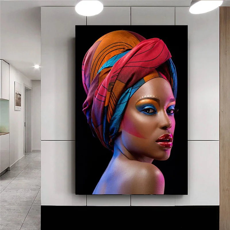 

Sexy Black Nude African Woman Red Lips Canvas Painting Cuadros Posters and Prints Scandinavian Wall Art Picture for Living Room