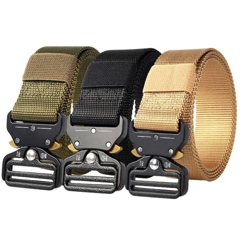

Men's Tactical Military Belts Heavy Duty Army Adjustable Nylon Belt Outdoor Police Metal Buckle Belt 125CM/Wide 3.8