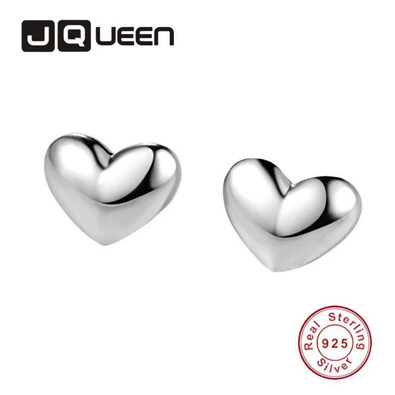 JQUEEN классические шелковые серебряные глянцевые серьги в форме сердца 925 для