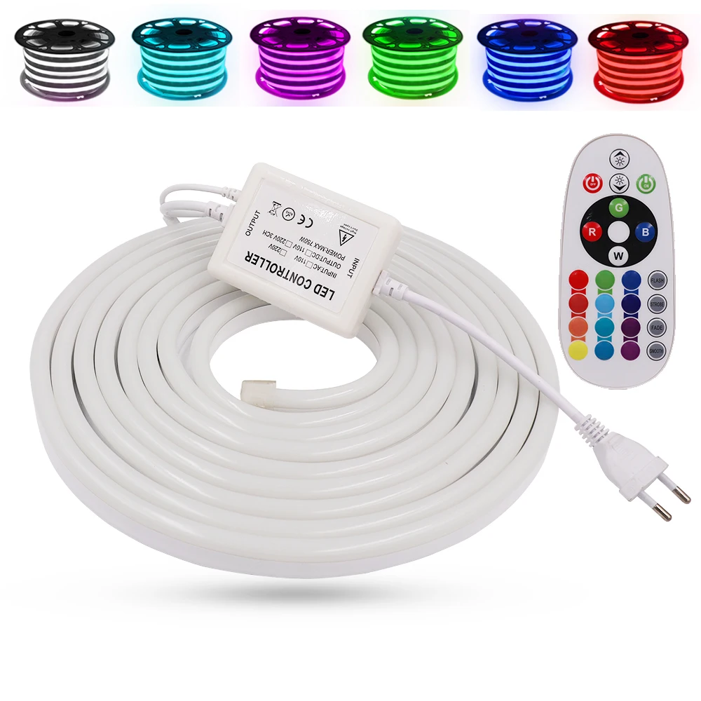 EU 220V Neon RGB Led Strip Light 5050 Ribbon Tape Waterproof Flexible LED Night Lamp 2835 120LEDs/m White/Warm White | Освещение