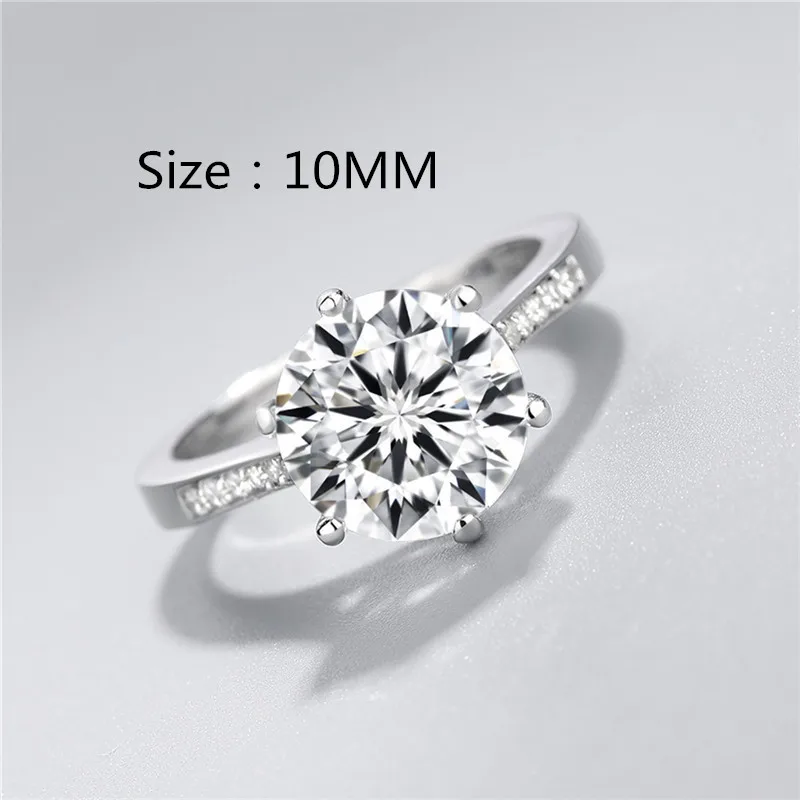 Круглая огранка 4 карат, кольцо 10 мм, не поддельное кольцо из стерлингового серебра S925 пробы, кольцо SONA с бриллиантом Halo, изящное кольцо, уникальный стиль, любовь, свадьба, помолвка