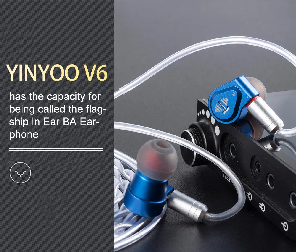Yinyoo V6 2BA+ 1DD гибридные наушники в ухо ноулс BA драйвер HIFI DJ монитор наушники ушные наушники гарнитура с 2PIN съемный кабель V2