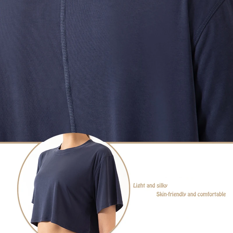 Летняя спортивная футболка cruber свободные короткие быстросохнущие топы для йоги