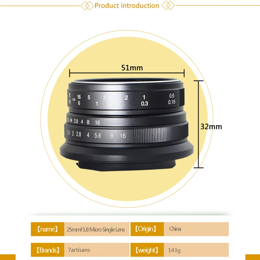 7 artisans 25mm F1.8 Prime Lens for All Sony E Mount /Canon EOS-M Single Series / Fuji FX Mou | Электроника