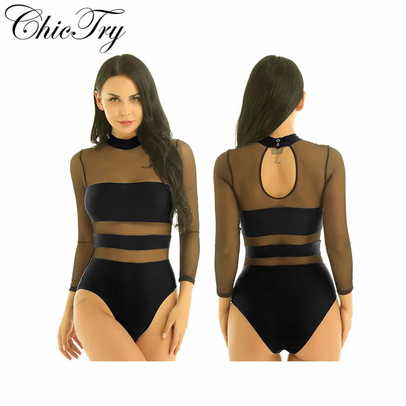 Женский сетчатый гимнастический купальник без рукавов для взрослых