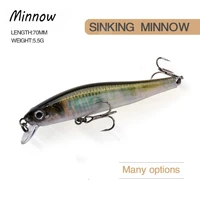 2021 new minnow fishing lure 7cm8 5g slow pike 3d eyes crankbait sinking wobbler artificial hard bait trout carp fishing tackle