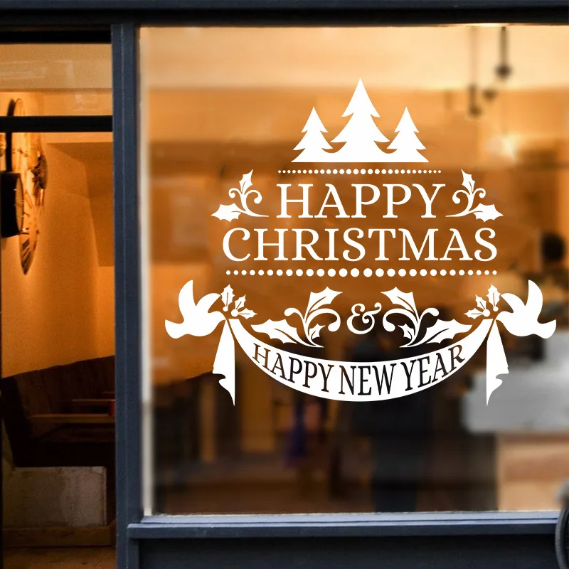 

DIY Happy Christmas Wall Sticker Decorative Stickers Modern Removable Decal Vinyl for Home New Year