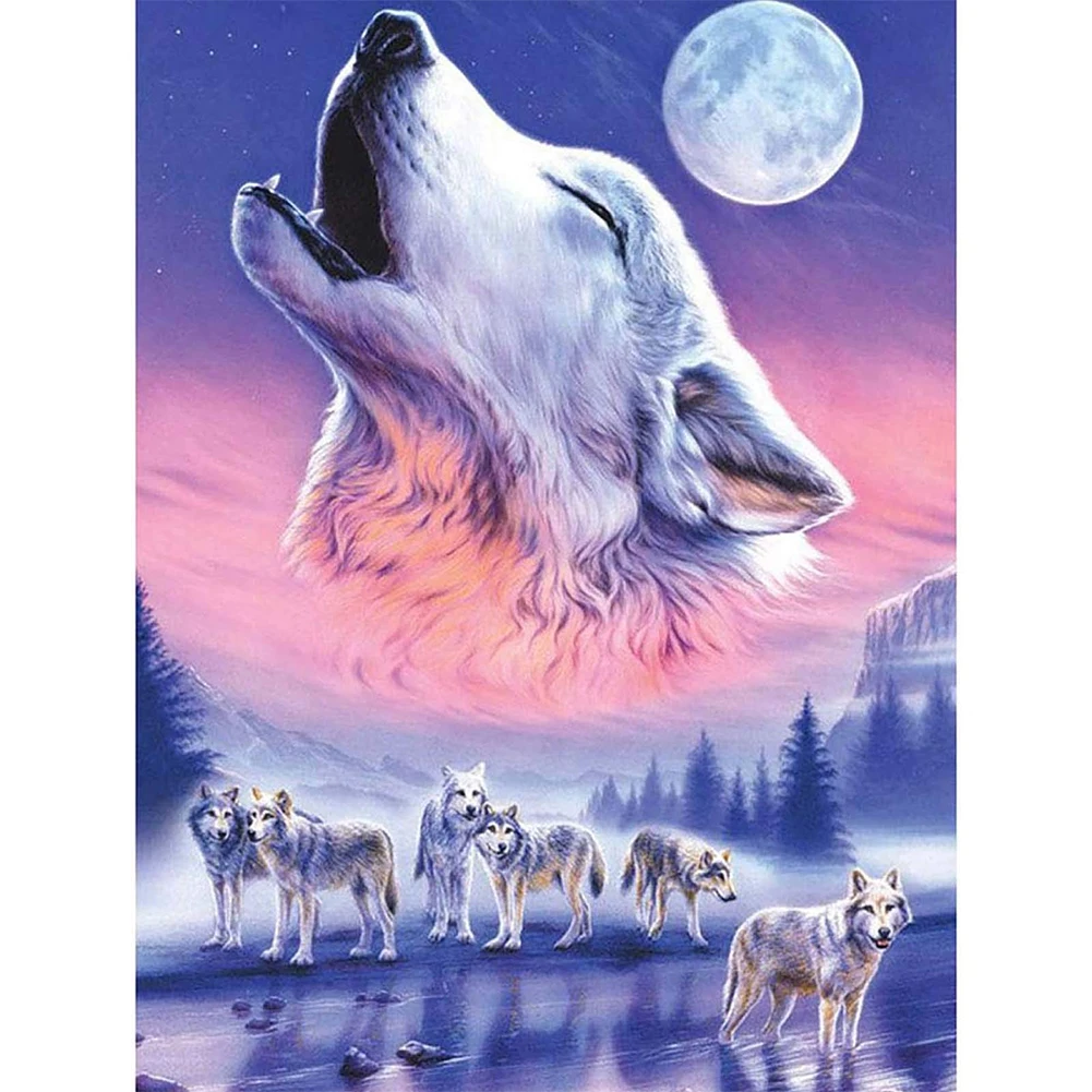 

Eniref 5D DIY Full Diamond Painting Cross stitch kits Round Mosaic Embroidery Art Wolf Home Decor Exquisite GiftsD