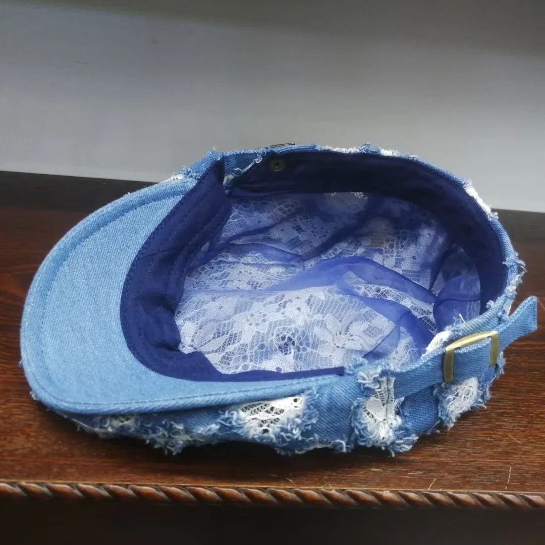 

202101-YY new spring summer lace Wear out Denim fashion leisure Forward hat women visors cap