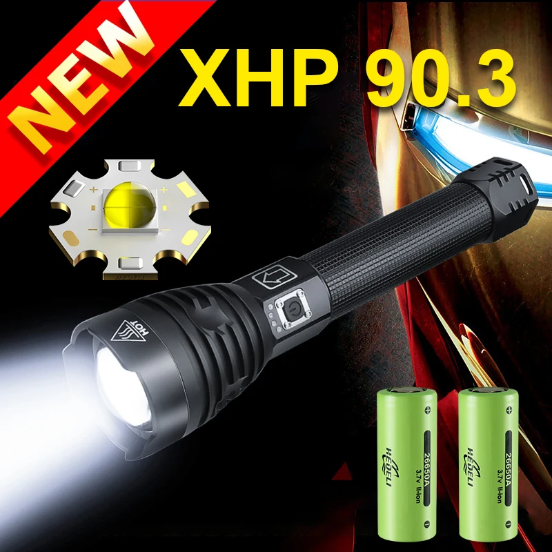 XHP90.3 светодиодный вспышка светильник фонарь высокий мощный Перезаряжаемые Usb