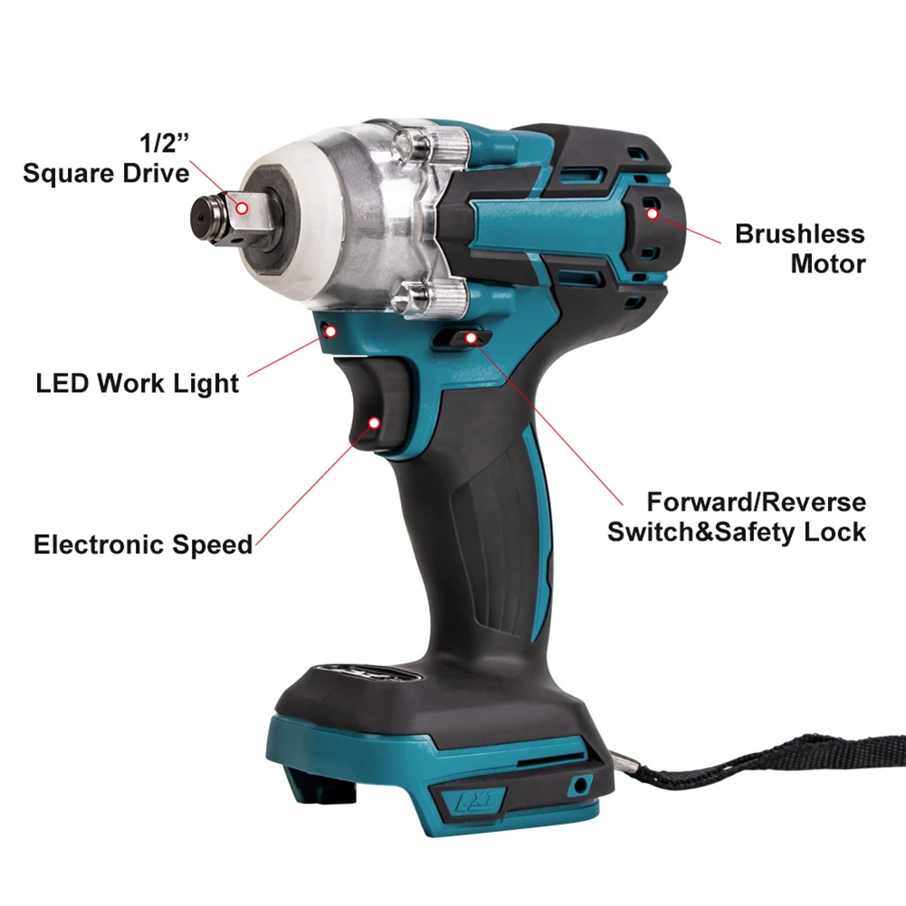 

18V 520N.M Electric Wrench Cordless Drill Screwdriver Brushless Impact Rechargeable Wrench With Screw Sockets Power Tool