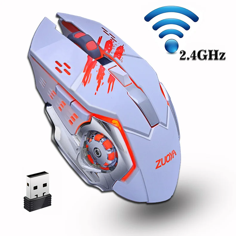 MMR4 WIRELESS WHITE ZUOYA мышь 2,4 ГГц приемник беспроводной светодиодный бесшумный заряжаемый USB игровой компьютер оптическая игровая мышь для ноутбука ПК компьютер - Цвет: MMR4 WIRELESS WHITE
