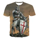 Мужская футболка с 3D-принтом рыцаря, средневековой доспехи, рыцарей, темпларов, модная футболка в стиле Харадзюку, летняя повседневная одежда унисекс, 2021