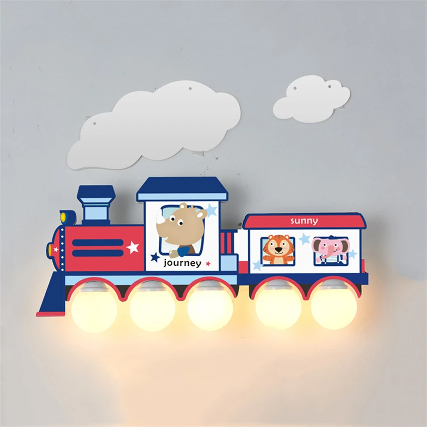 Настенные светильники с мультяшным поездом для детской комнаты Светильники
