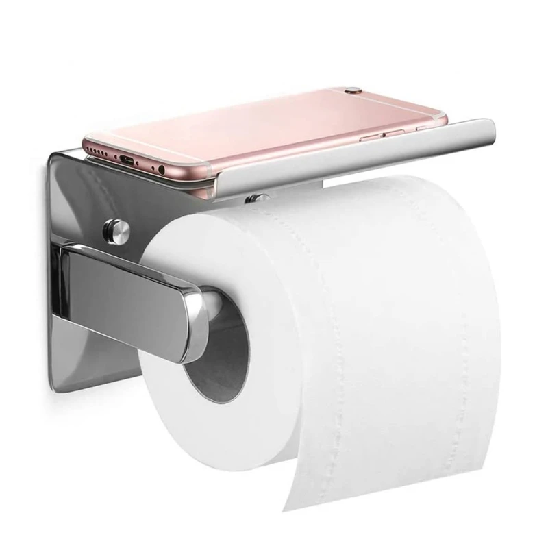 

Stainless Steel Wall Mounted Toilet Roll Paper Holder Self-Adhesive Tissue Rack
