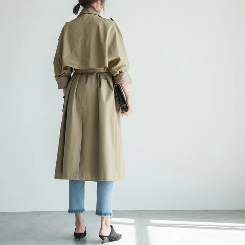 

Fashion Tide Autumn And Winter New Products Fashion Lapel Long Knees Slim Temperament Windbreaker Women PA915