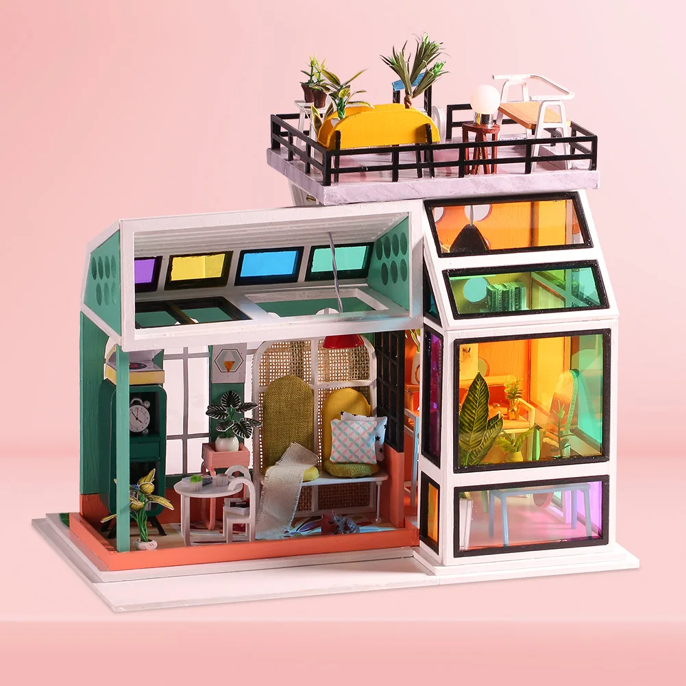 

Doll Warm House Furniture DIY Mini 3D Wooden Toys Children Creative Room Model Children Portable Interactive Present