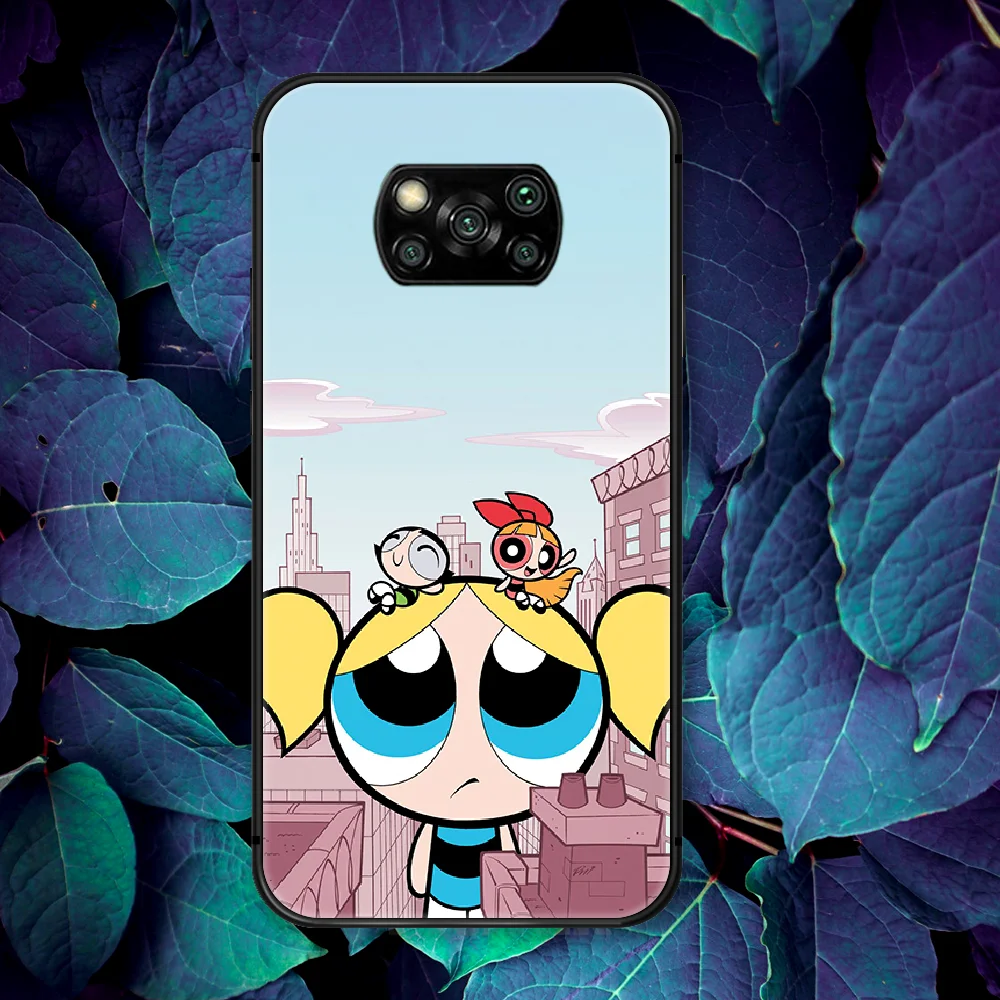 

Cute Powerpuff Cartoon Girl Phone Case For Xiaomi Mi Note 10 A3 9 MAX 3 A2 8 9 Lite Pro Ultra black Back Pretty Hoesjes Silicone