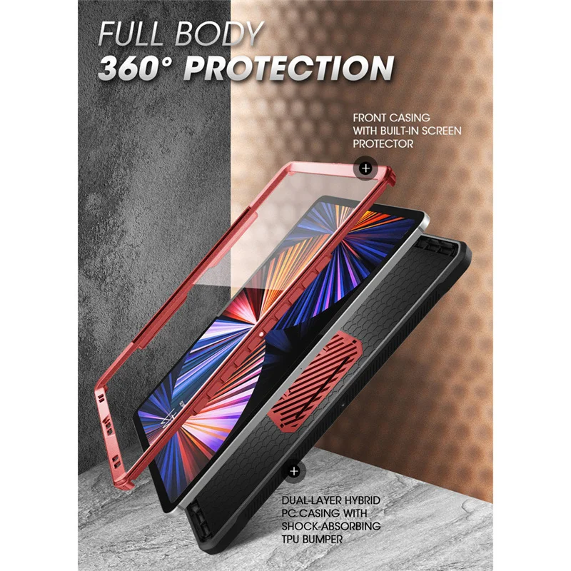 for ipad pro 12 9 case 2021 supcase ub pro support apple pencil charging with built in screen protector full body rugged cover free global shipping