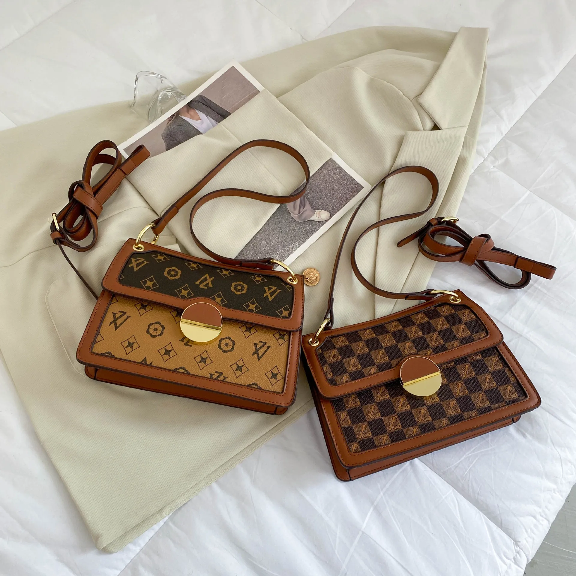 

Женская сумка из искусственной кожи, женская сумка, модная осенне-зимняя текстурная сумка-мессенджер, коричневая сумка через плечо