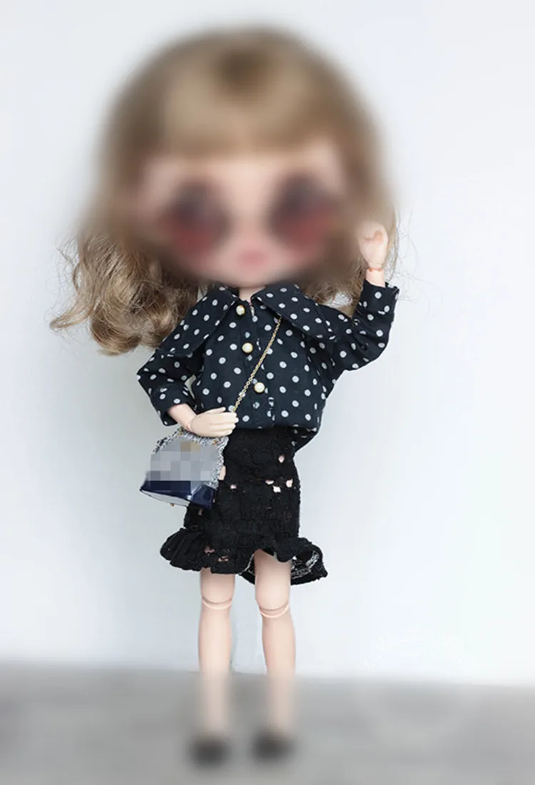 1/6Doll Lace Skirt Blyth Polka Dot Shirt Doll Outfit (For Azone Pullip BJD Lati Ob ICY JerryB) | Игрушки и хобби